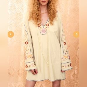 The Hippie Shake Light of Love cream 70s style mini dress